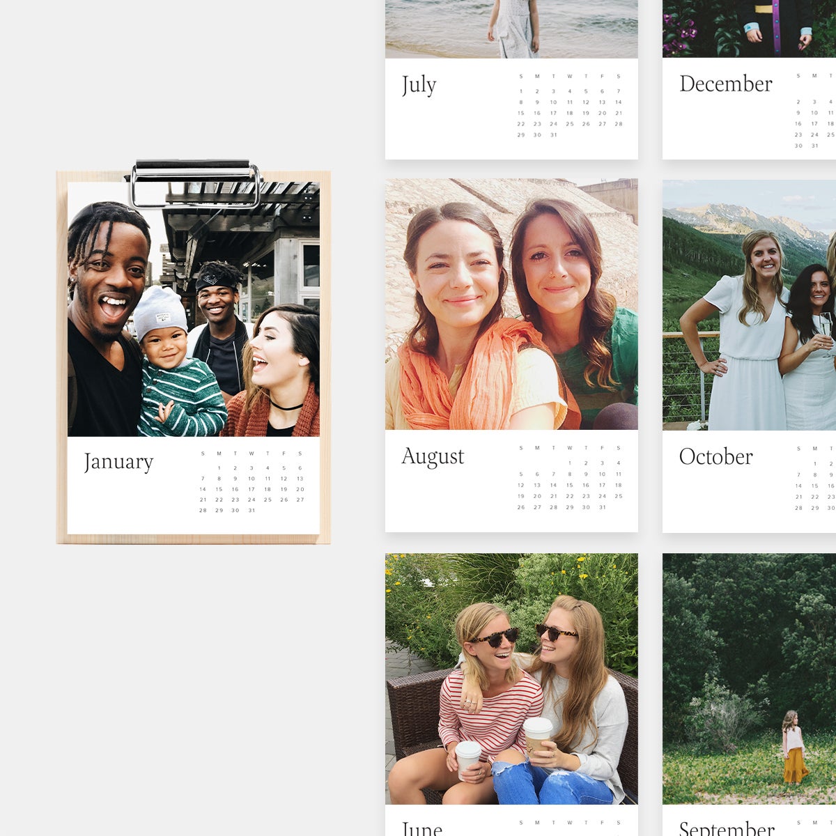 Different months in a photo calendar