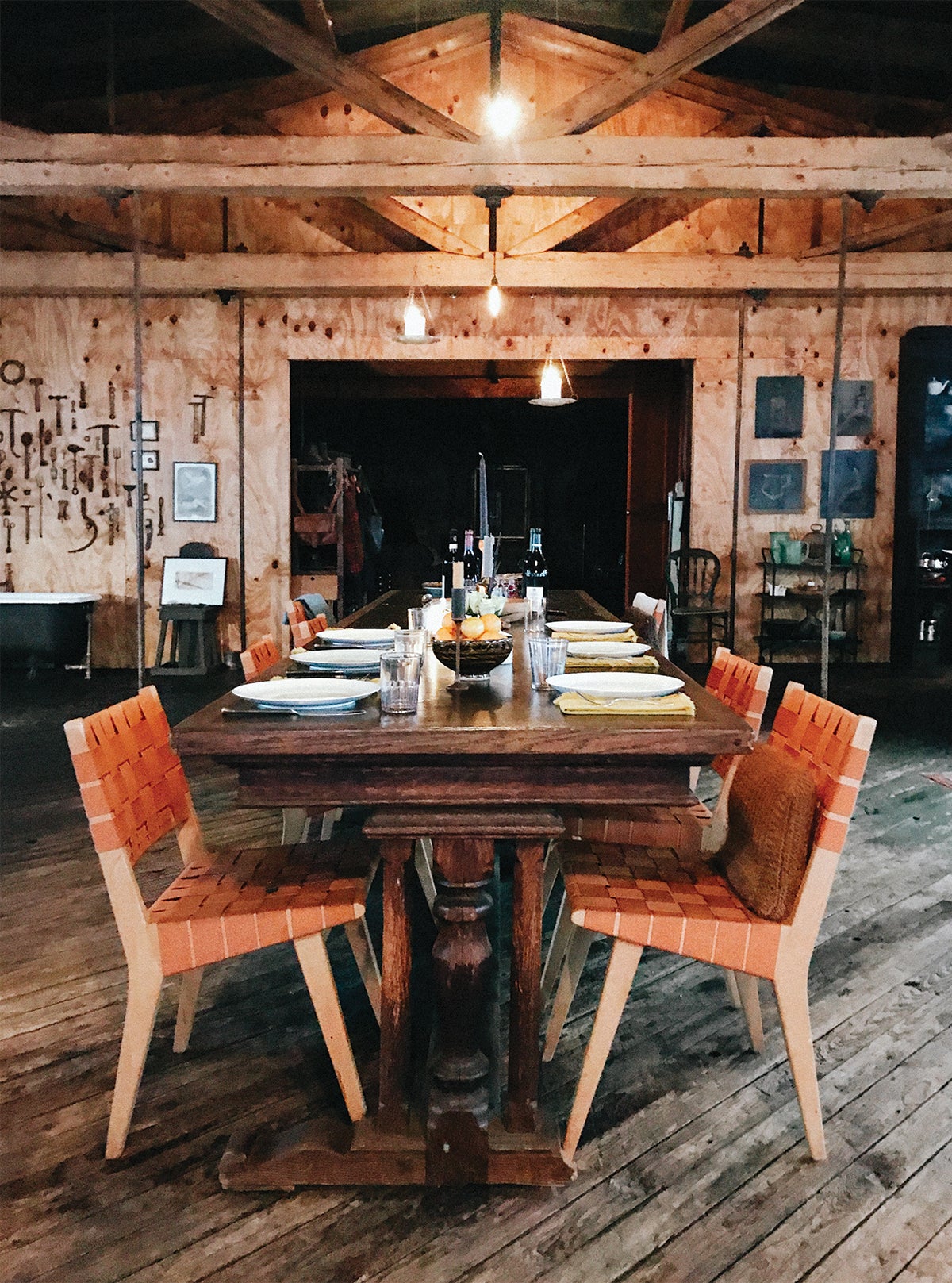 Dinner table set for holiday dinner