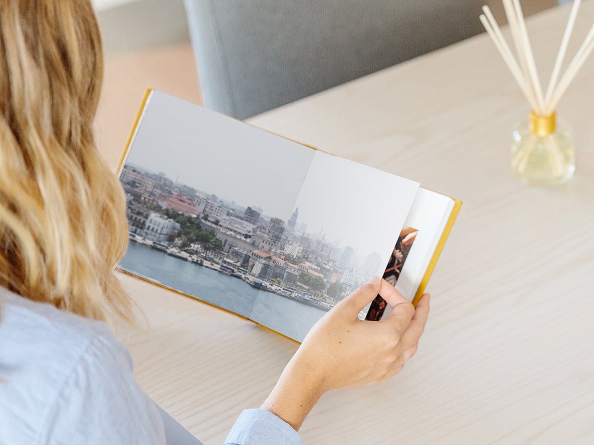 Everyday Photo Book opened to two page image of coastal city