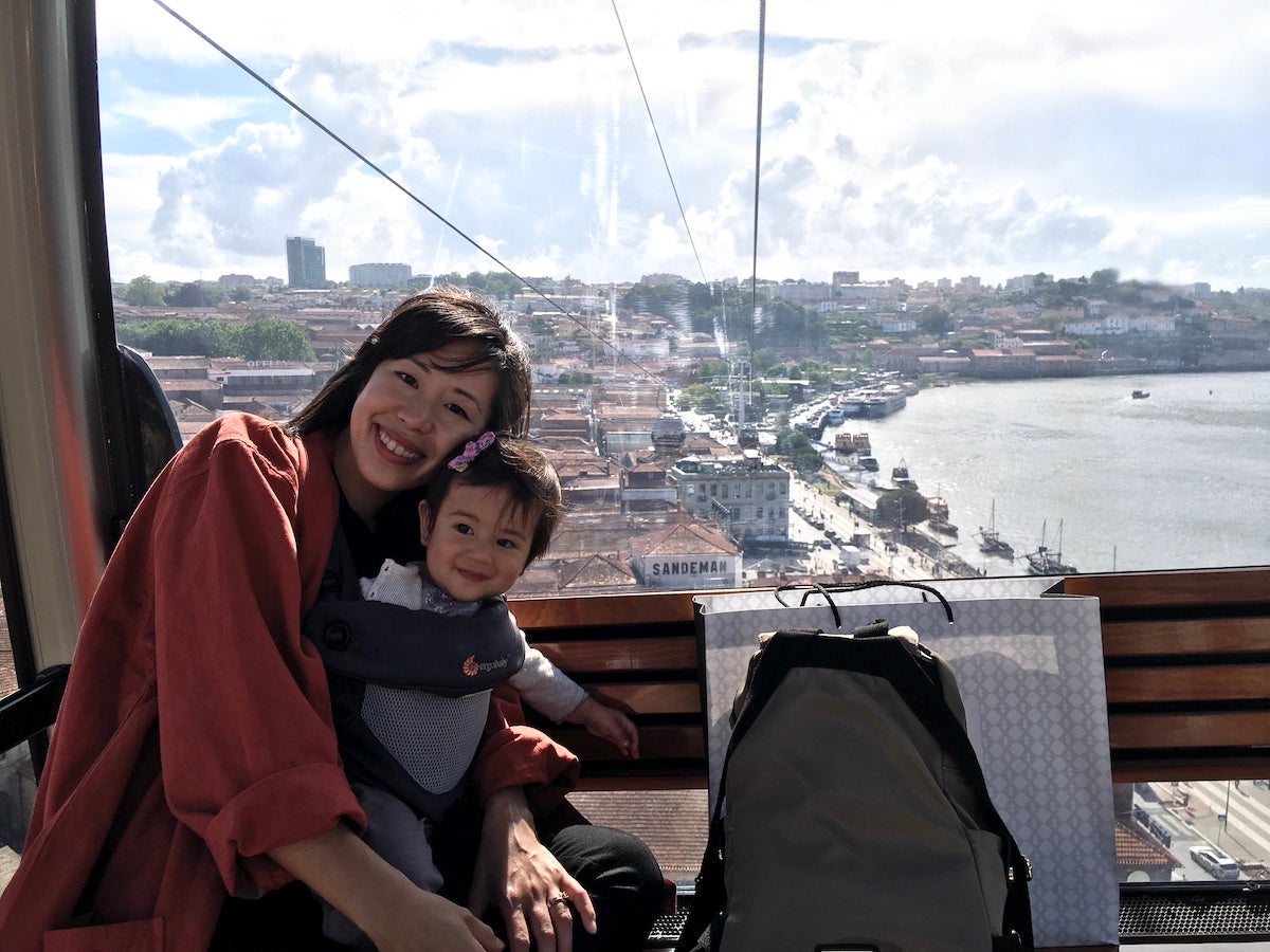 Mother and baby daughter on tram