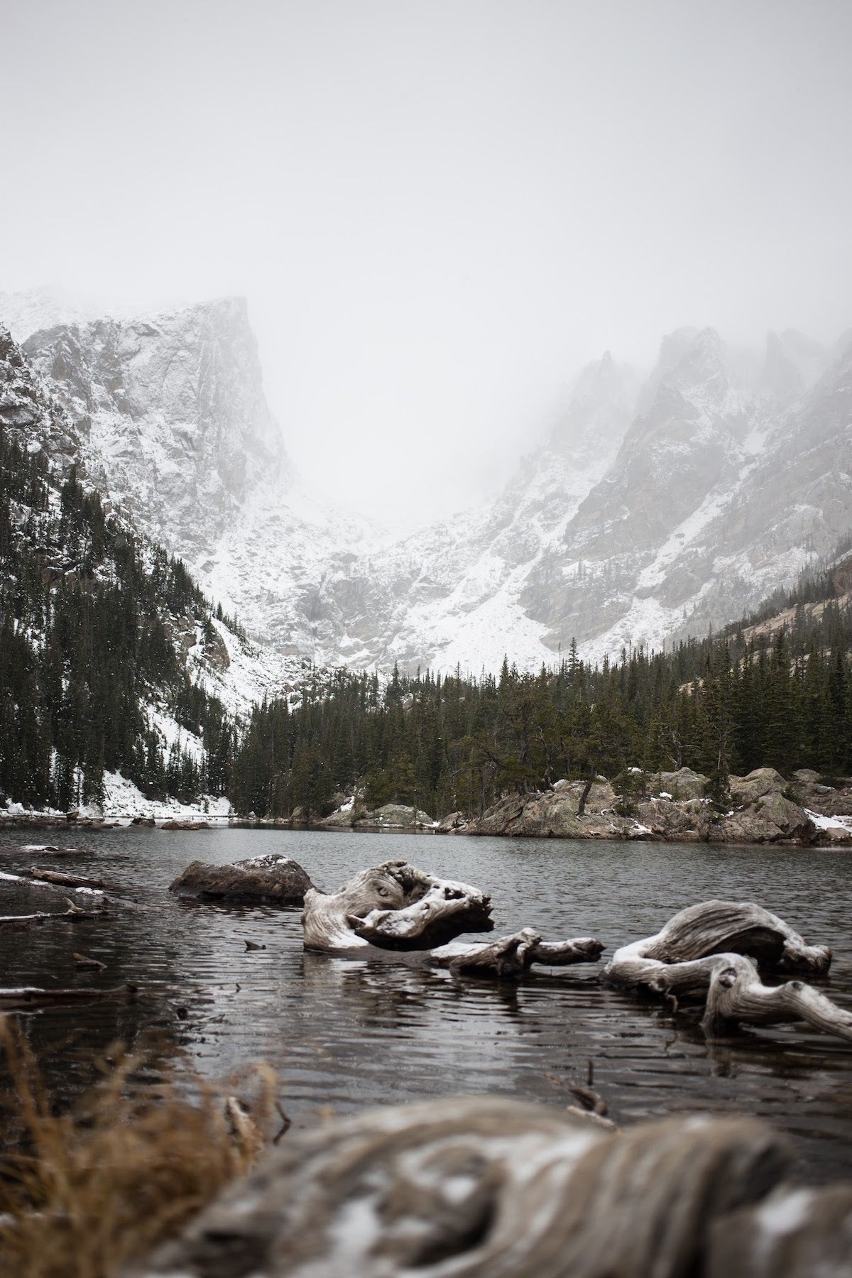 Photo of Colorado's iconic mountains the Maroon Bells covered in snow