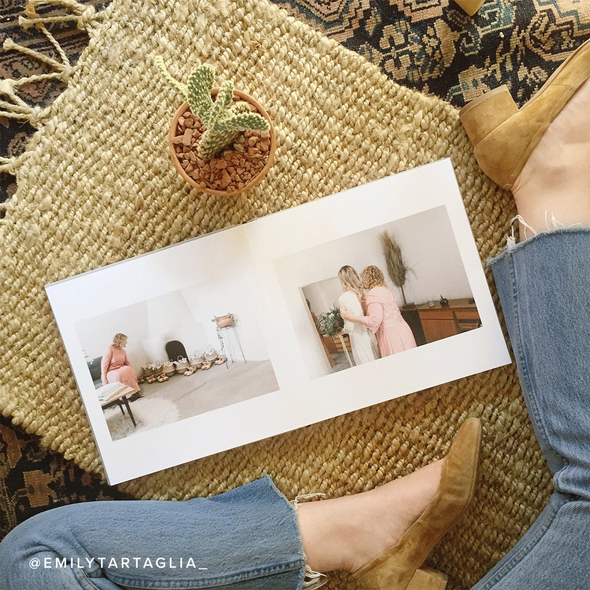 Wedding Layflat album opened to mother and daughter photos