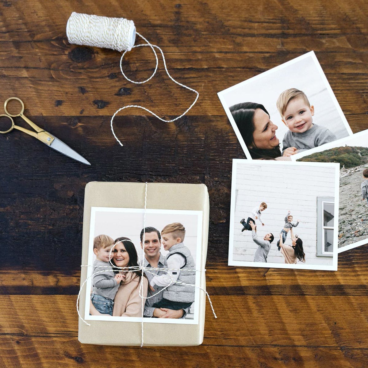 Gift wrapped using photo print as embellishment