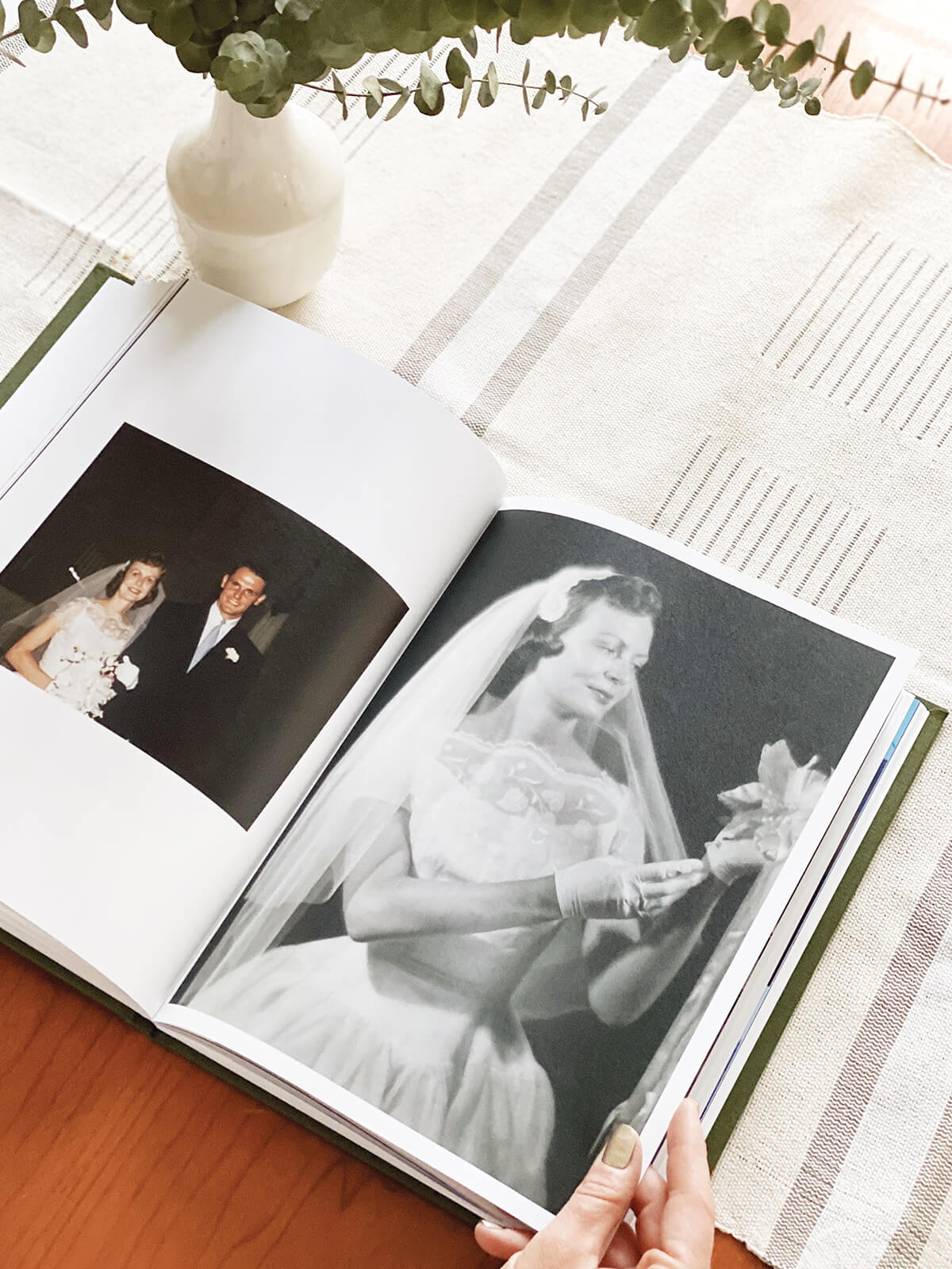 old wedding photos scanned into a photo book