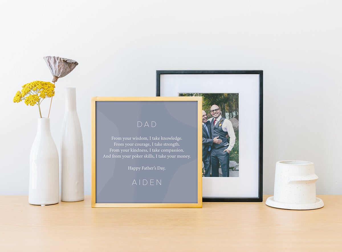 Framed handwritten note for Father's Day