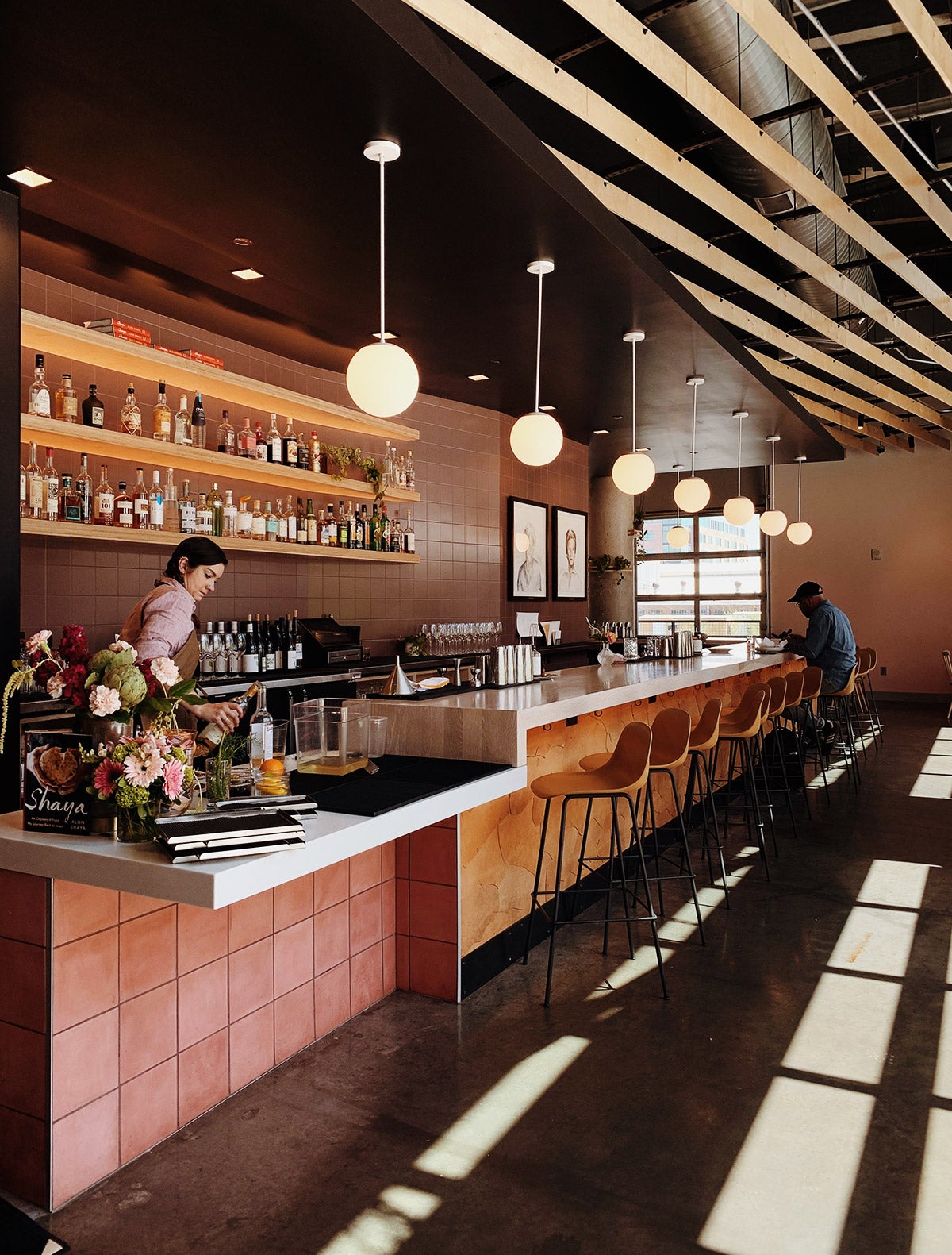 Empty bar at trendy restaurant