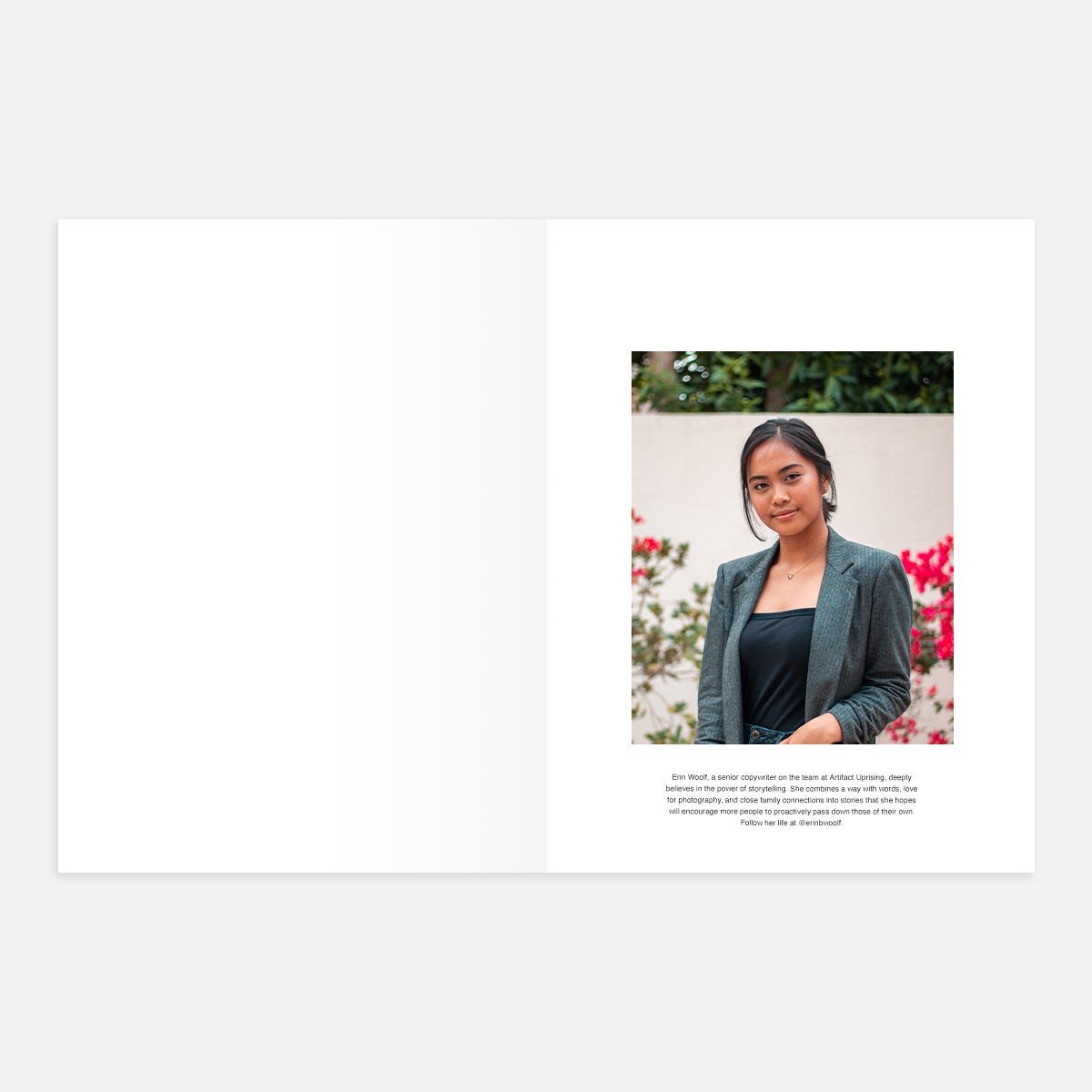 Large Portrait - Caption layout in Softcover Photo Book