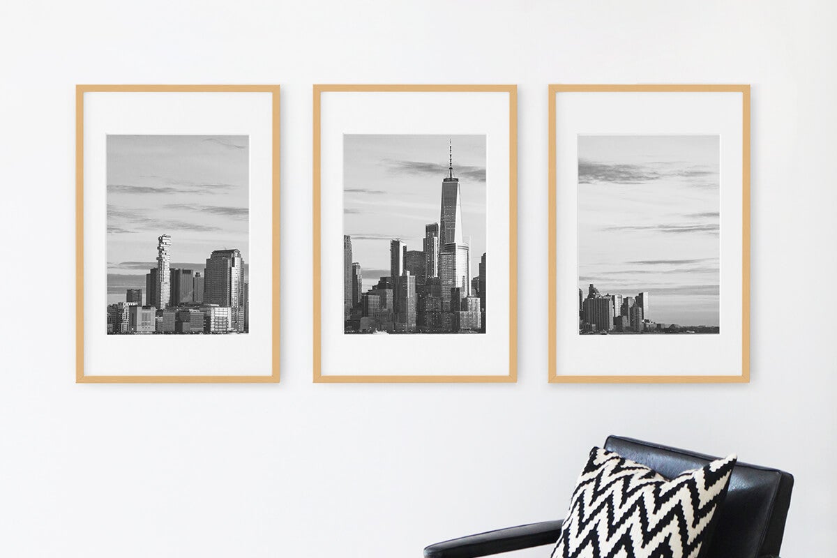 Triptych gallery wall of cityscape photo in Modern Metal Frames from Artifact Uprising