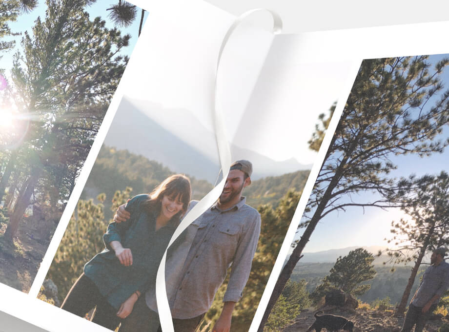 Zoomed in photo of camping photos in Signature Layflat Album