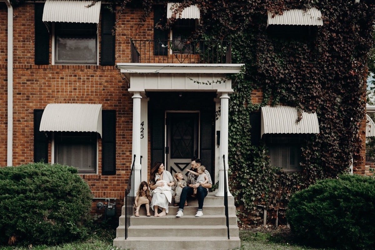 Family photo on the front porch