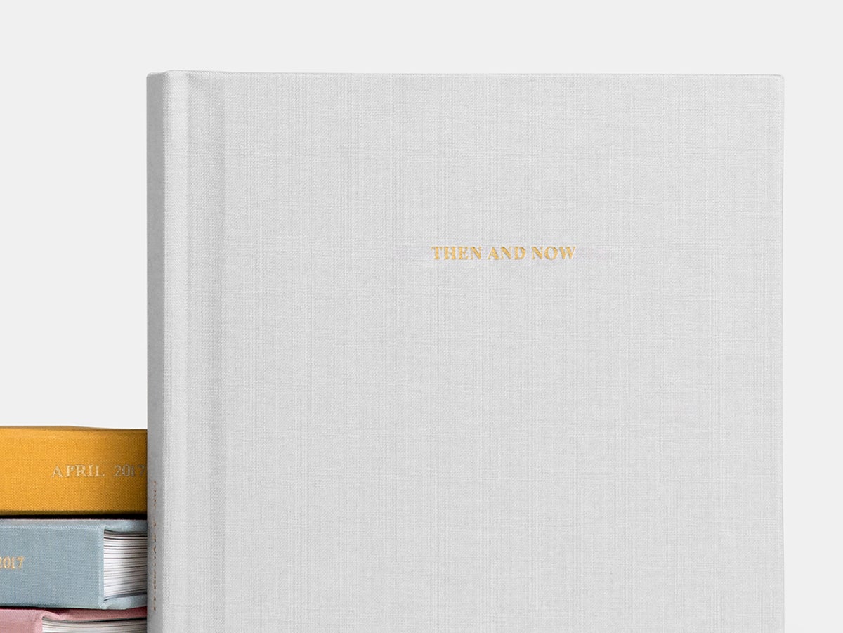 Everyday photo book titled then and now