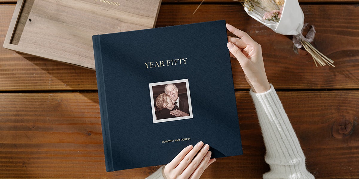 Anniversary photo album created for parents' 50th anniversary