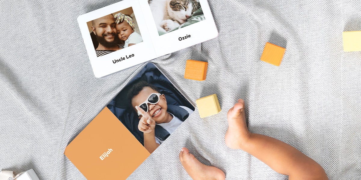 Baby Board Book with photos of family members and their names