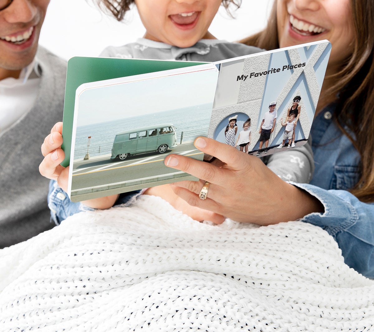 Family reading my favorite places board book