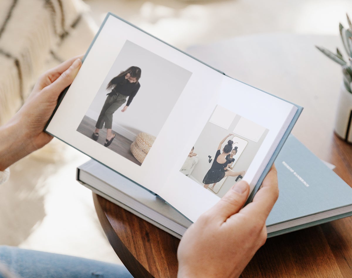 Everyday Photo Book opened to image of little girl at ballet recital