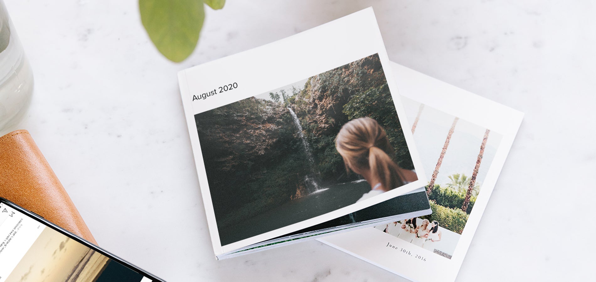 easy photo book titled August 2020 and featuring waterfall on the cover
