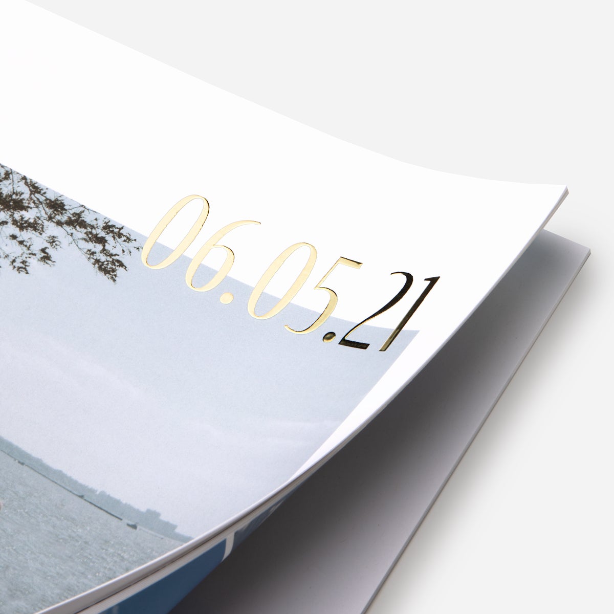 Zoomed in on foil cover title of Softcover Photo Book