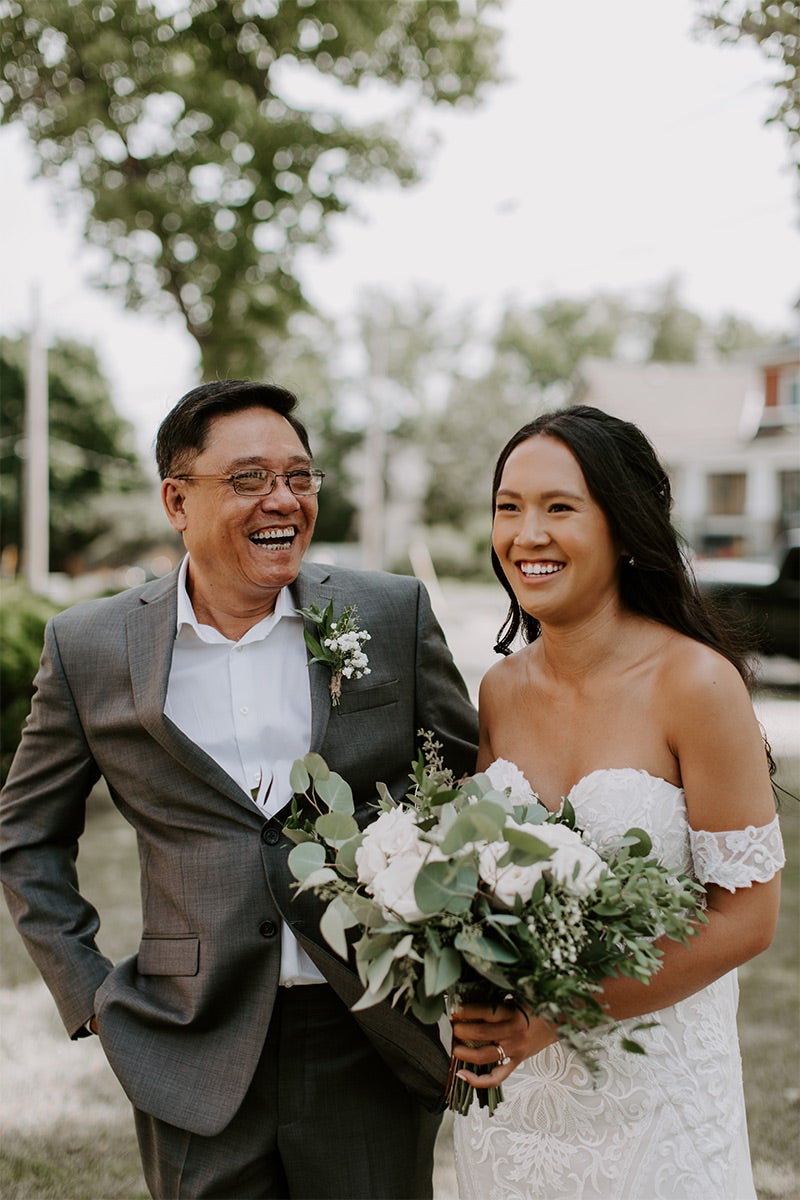 Portrait of bride and father