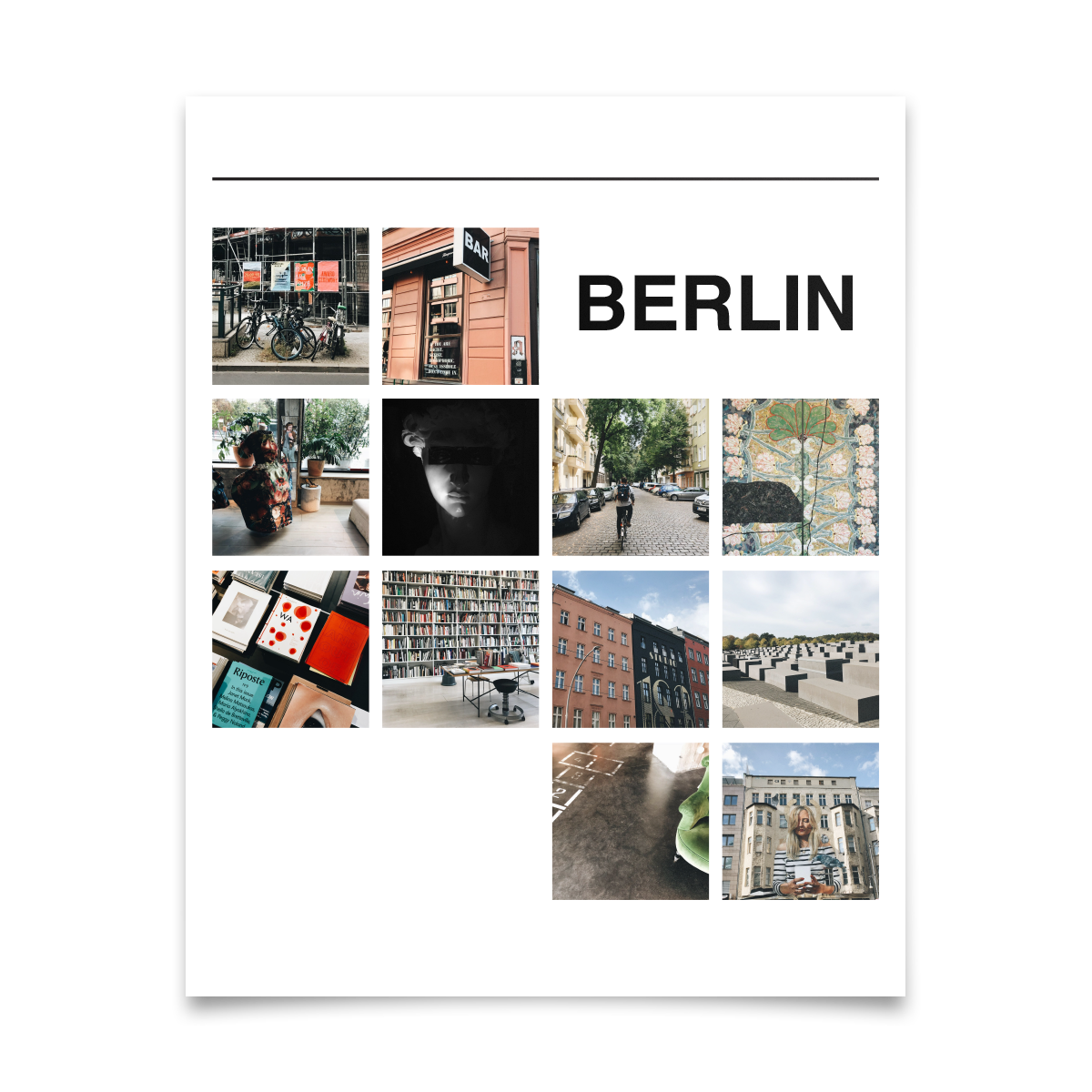 Artifact Uprising Poster Print featuring grid of photos from vacation to Berlin