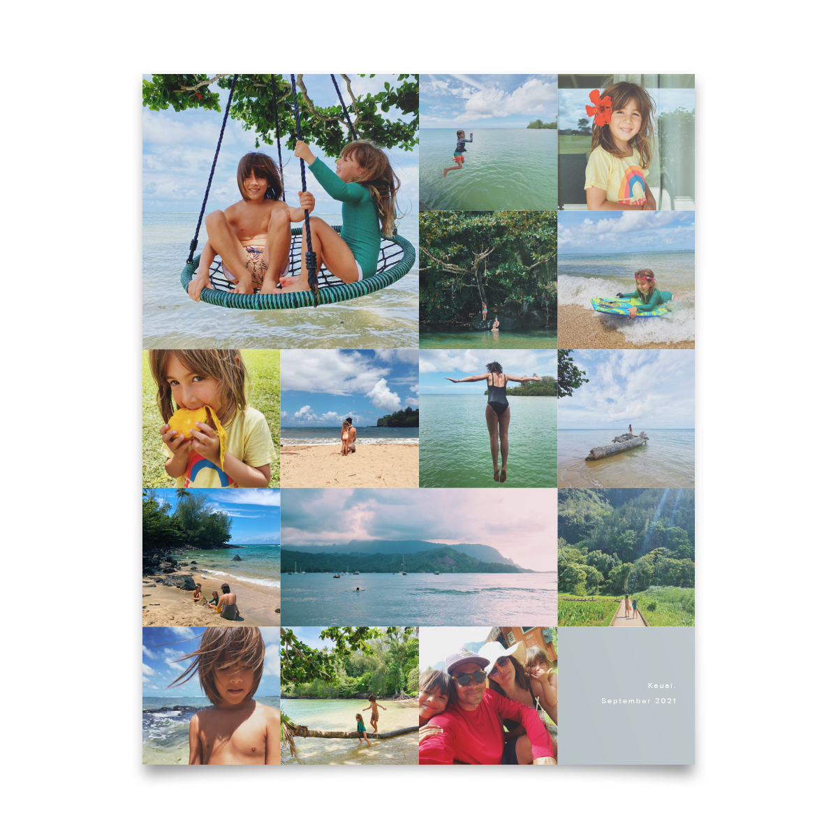 Artifact Uprising Poster Print featuring collage of family vacation photos from Hawaii