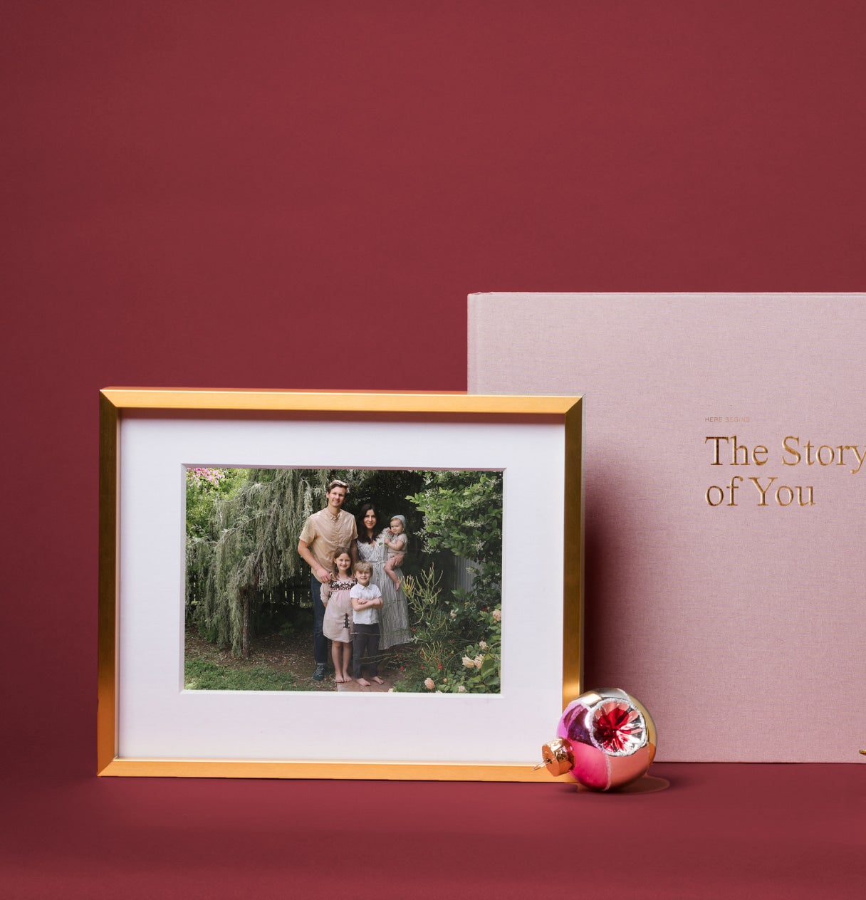 Image of Brass Metal Tabletop Frame and The Story of You Baby Book