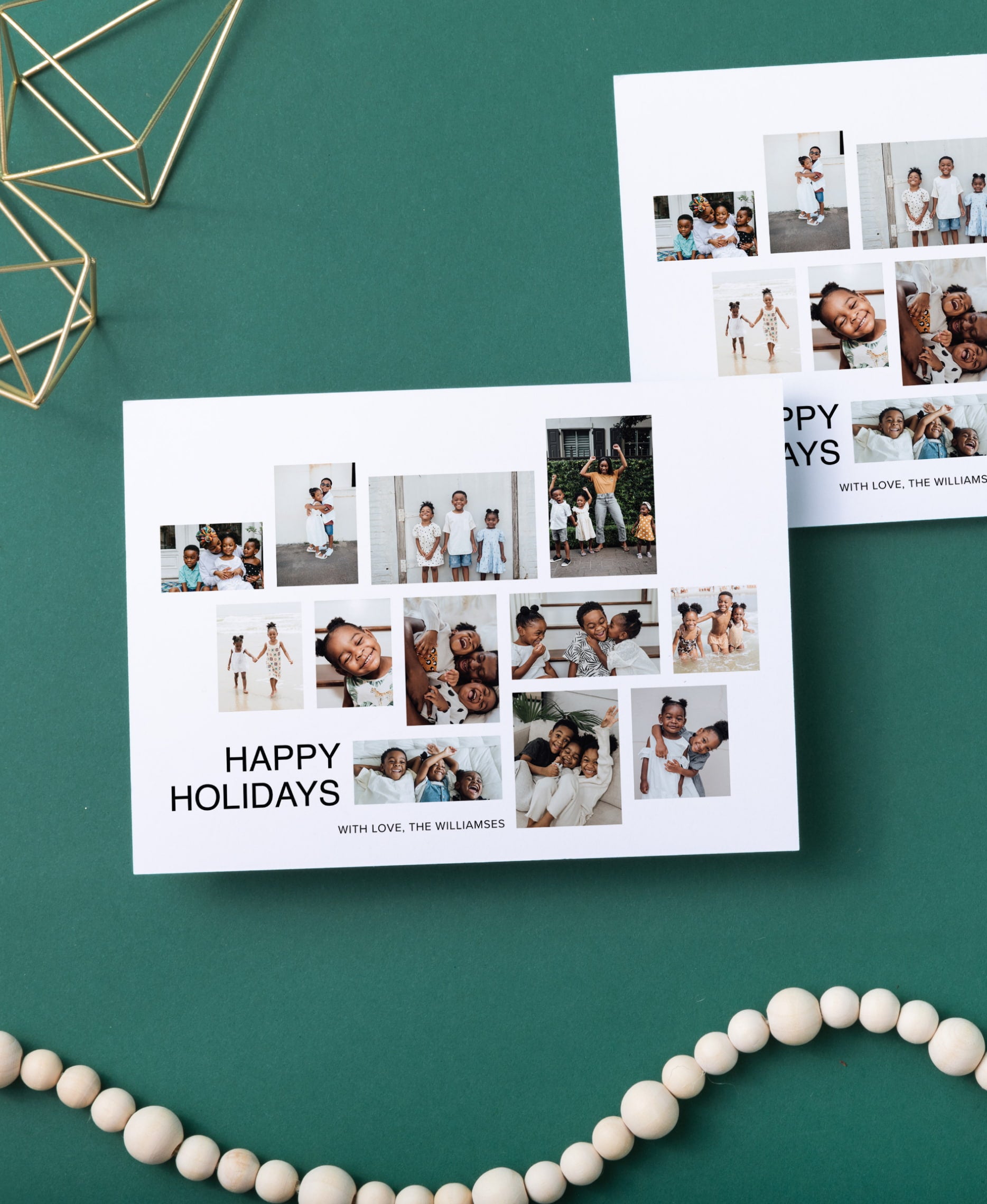 Holiday card showing picture of newlyweds