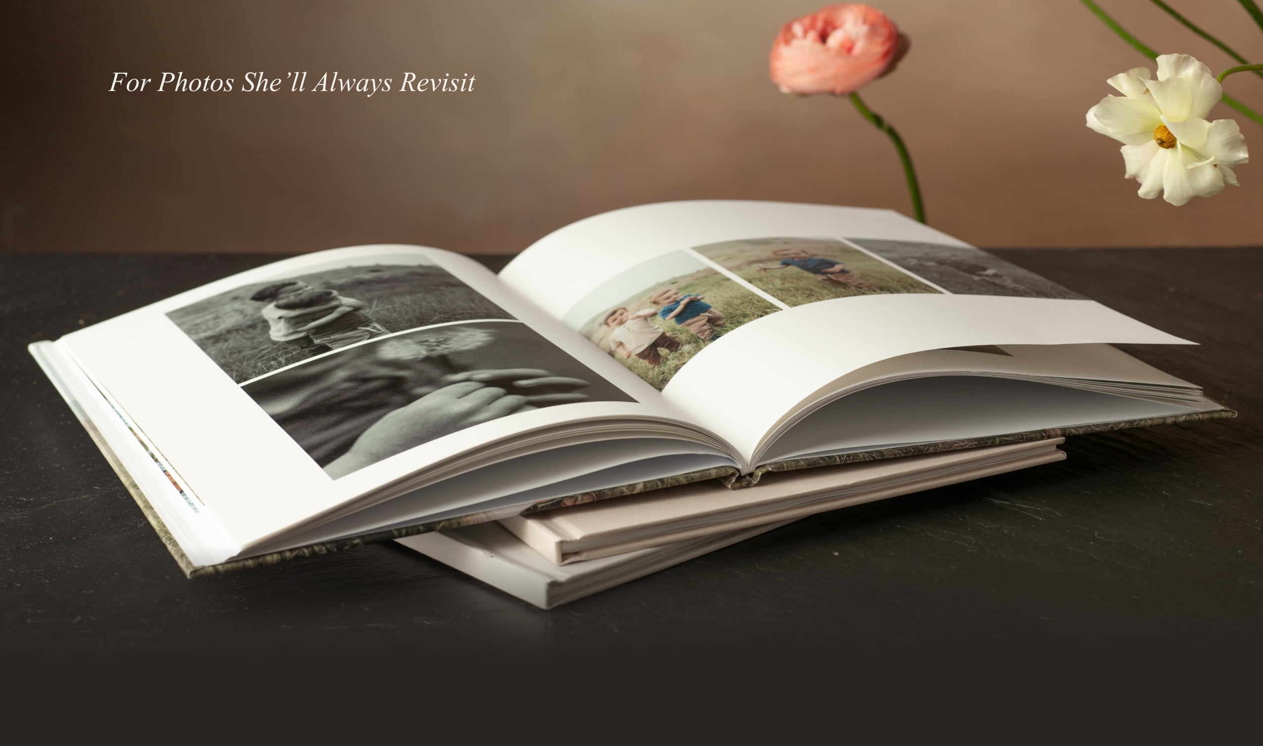 Open Photo-Wrapped Hardcover Photo Book