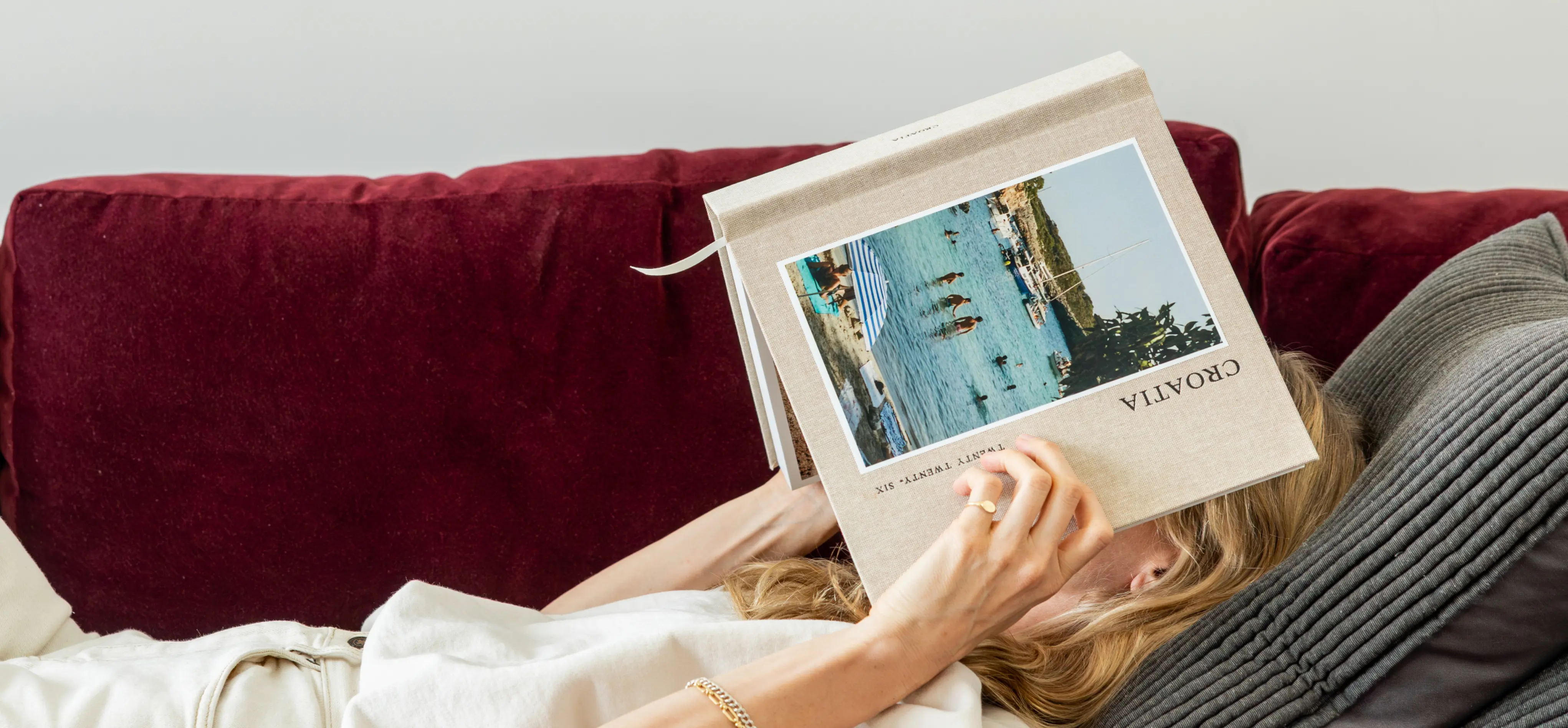 layflat photo album flipping through pages