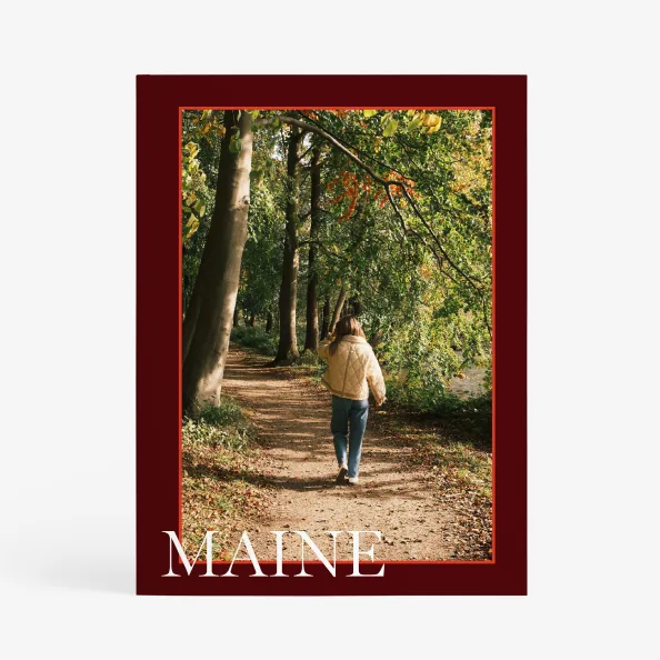 Custom photo book with a Maine woodland cover