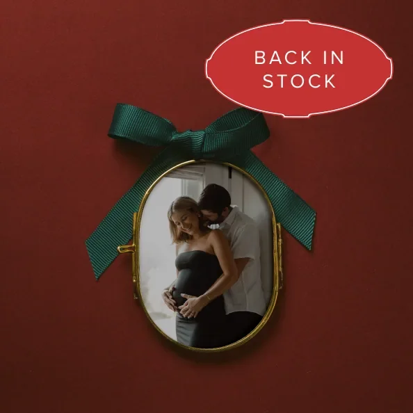 Pressed glass photo ornament, back in stock