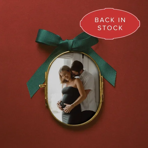 Pressed glass photo ornament, back in stock