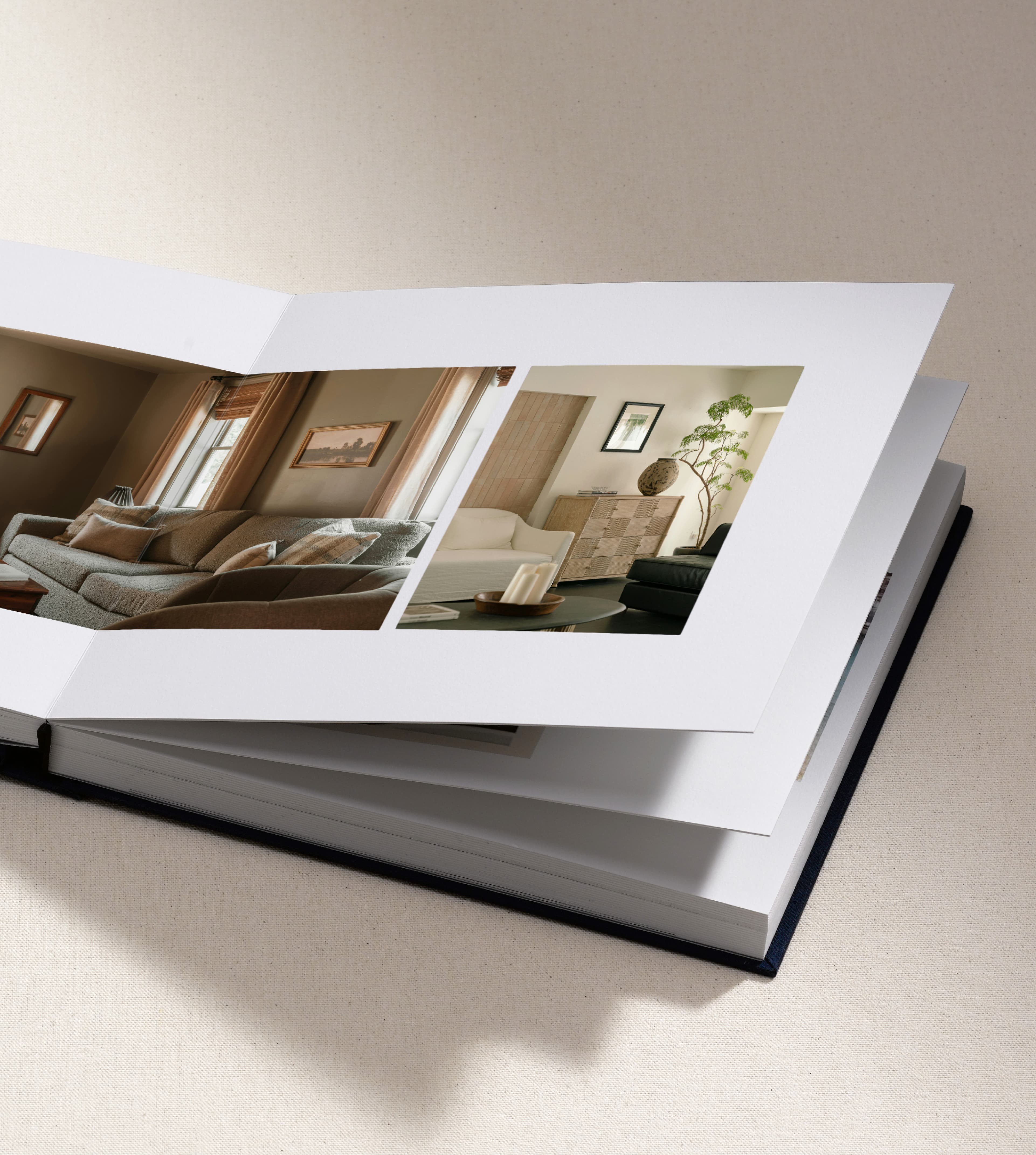 Close-up of handcrafted photo book materials
