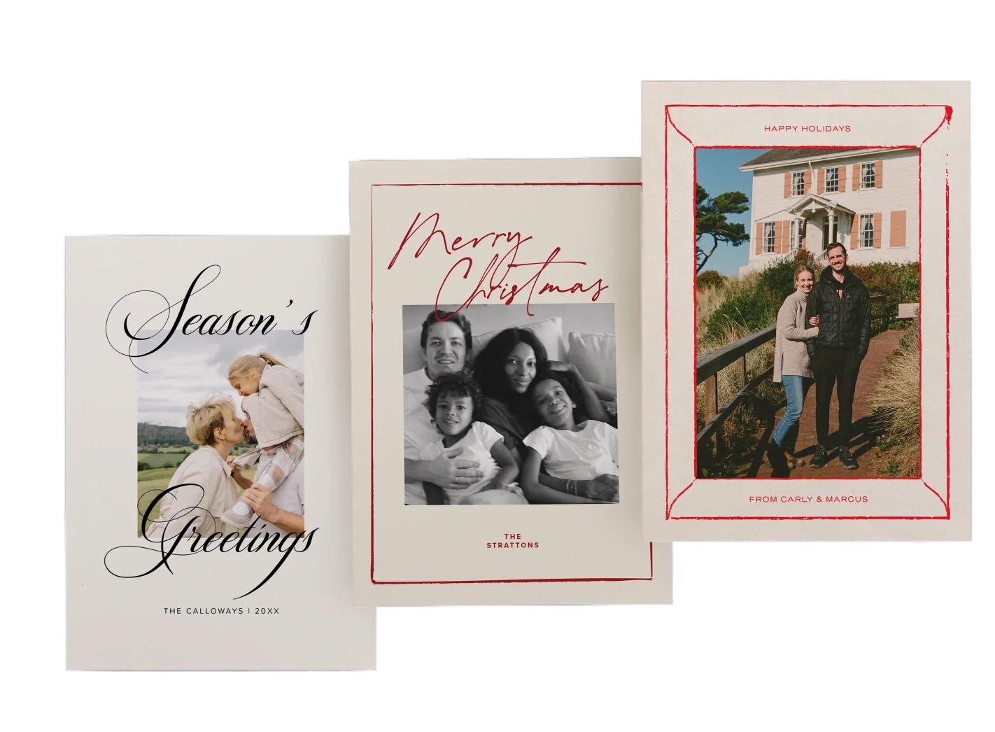 A collection of personalized holiday cards