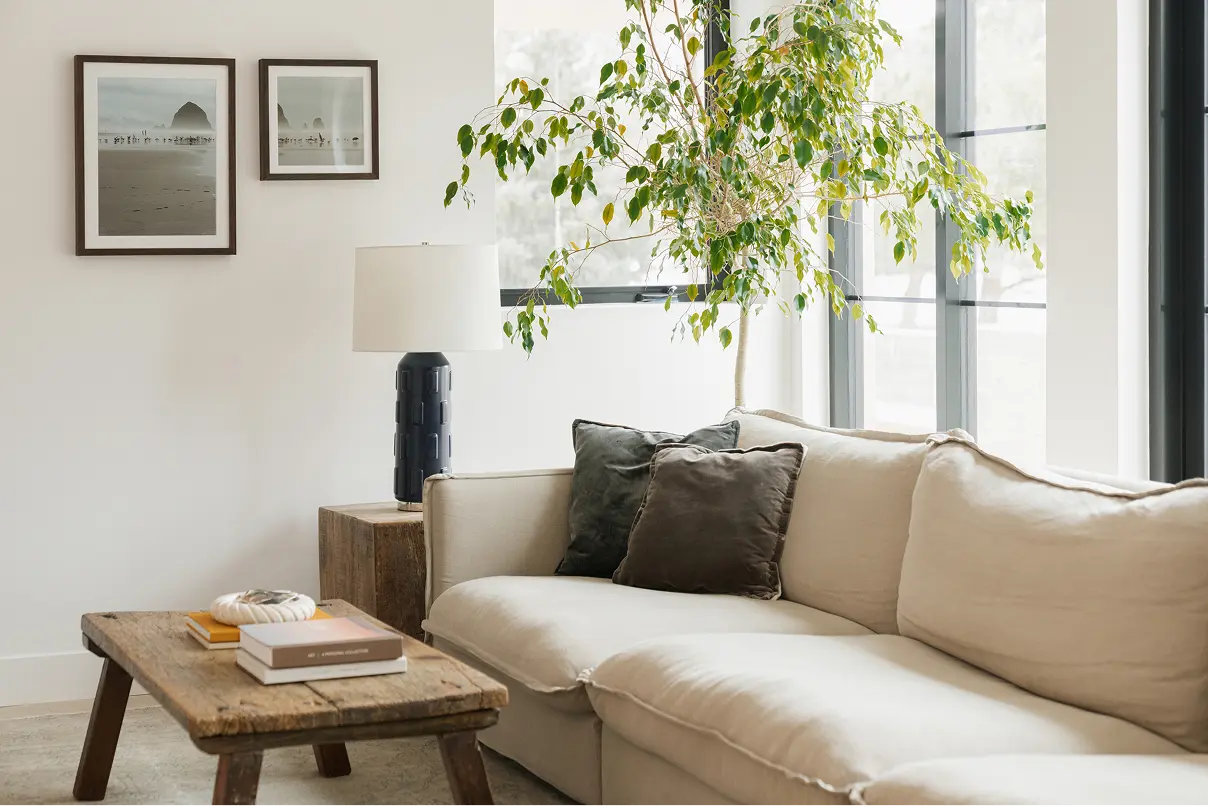 Gallery Frame in Walnut Finish, in home living room setting.