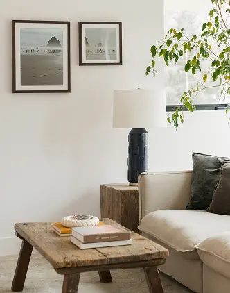 Gallery Frame in Walnut Finish, in home living room setting.