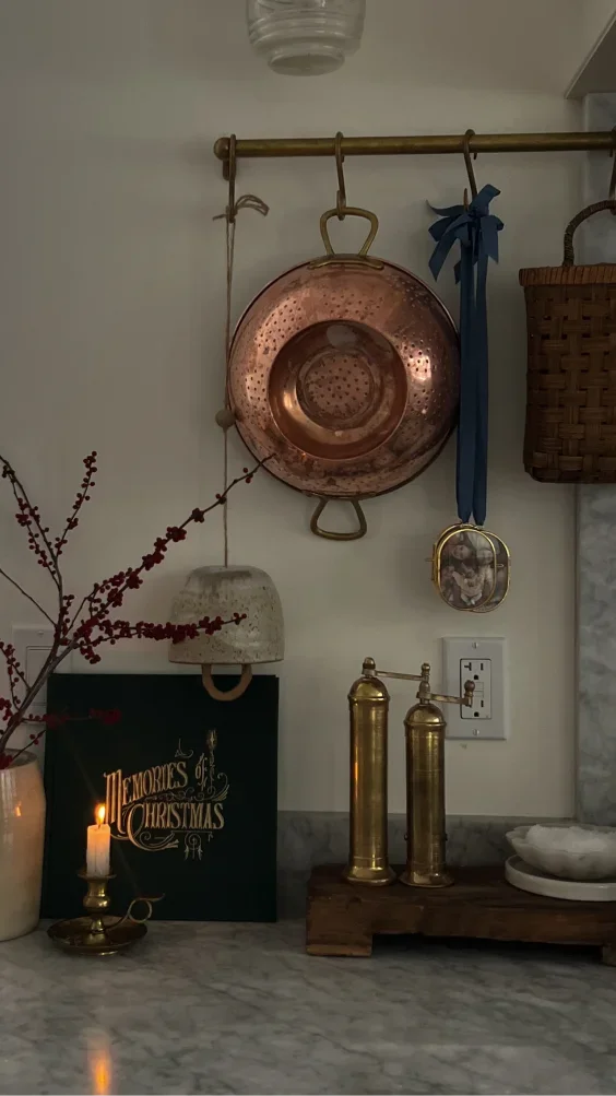 Pressed Glass Ornament hanging in a holiday-decorated kitchen