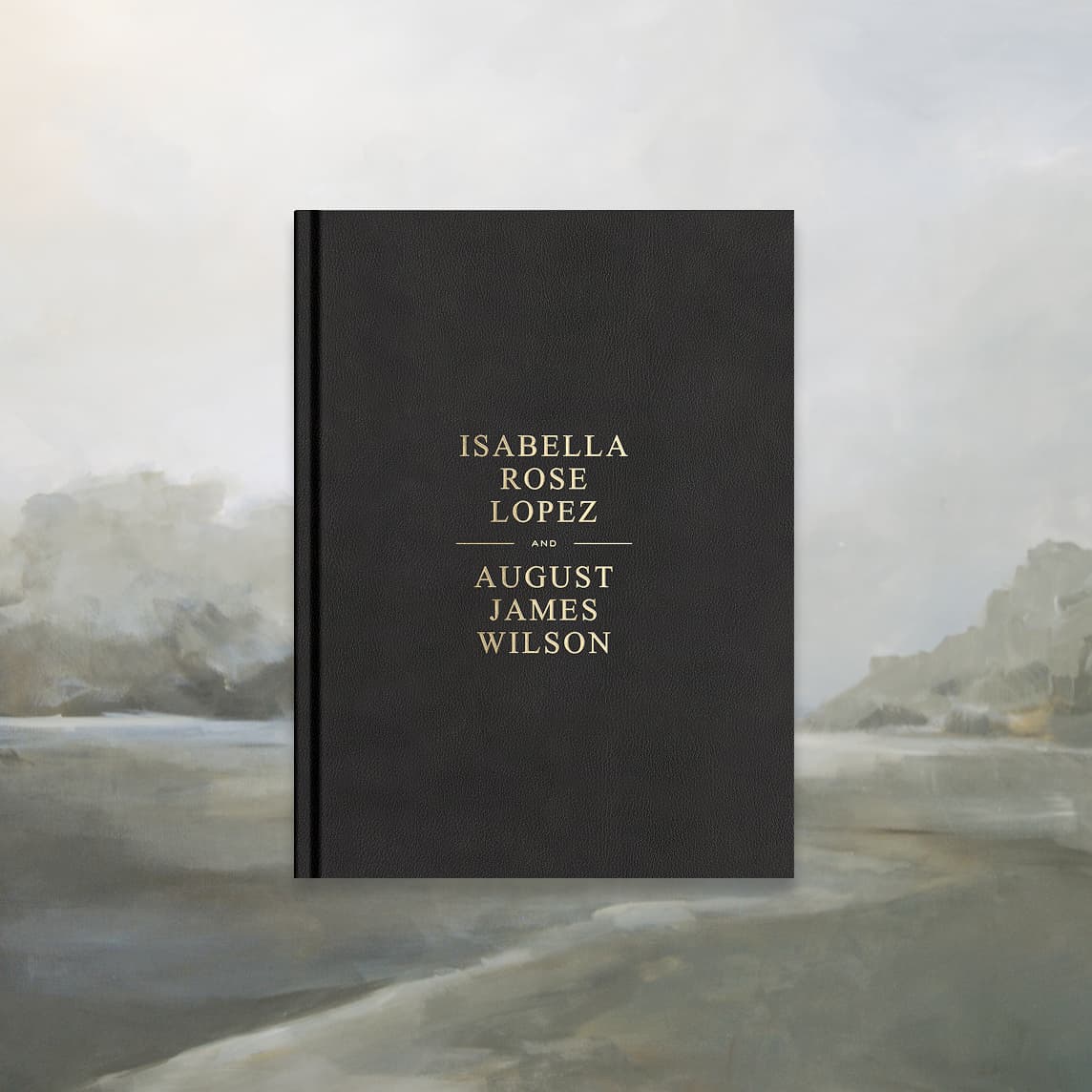 Black foil-stamped Wedding Layflat album