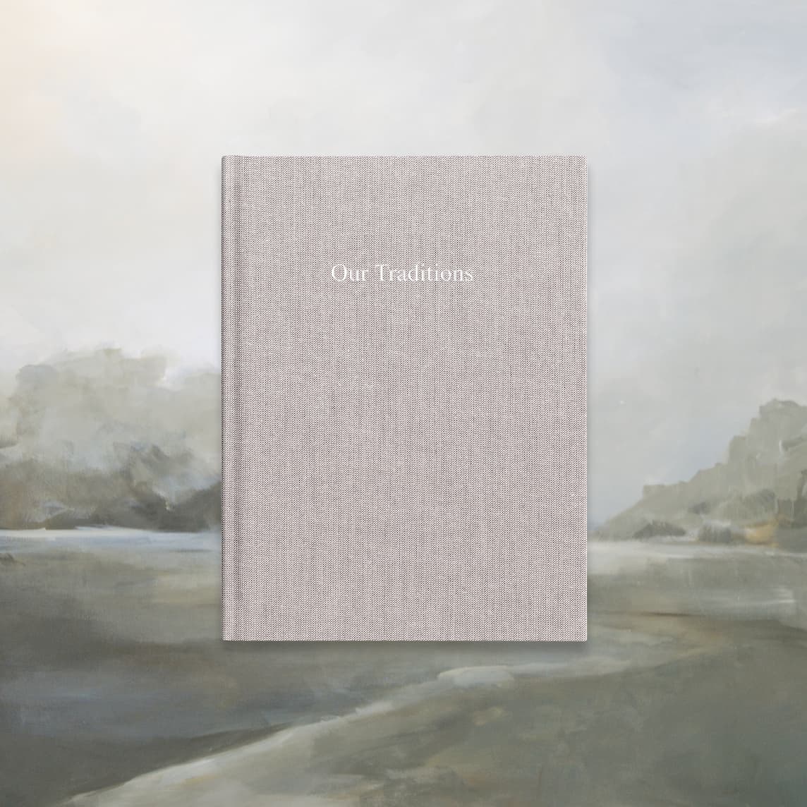Light linen Layflat Album with a foil-stamped title