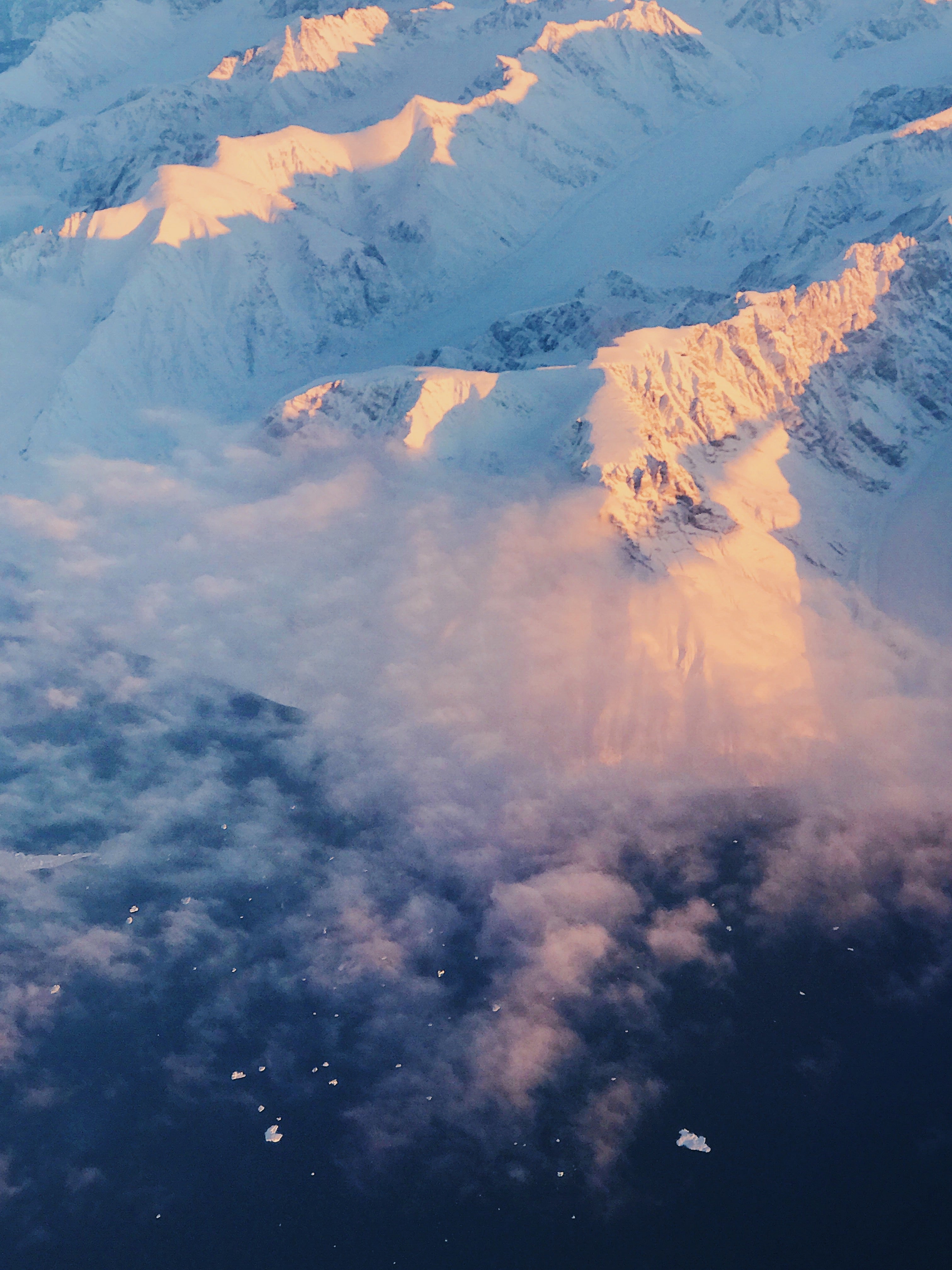 Lucy Laucht overhead photo from aircraft of snowy mountain range