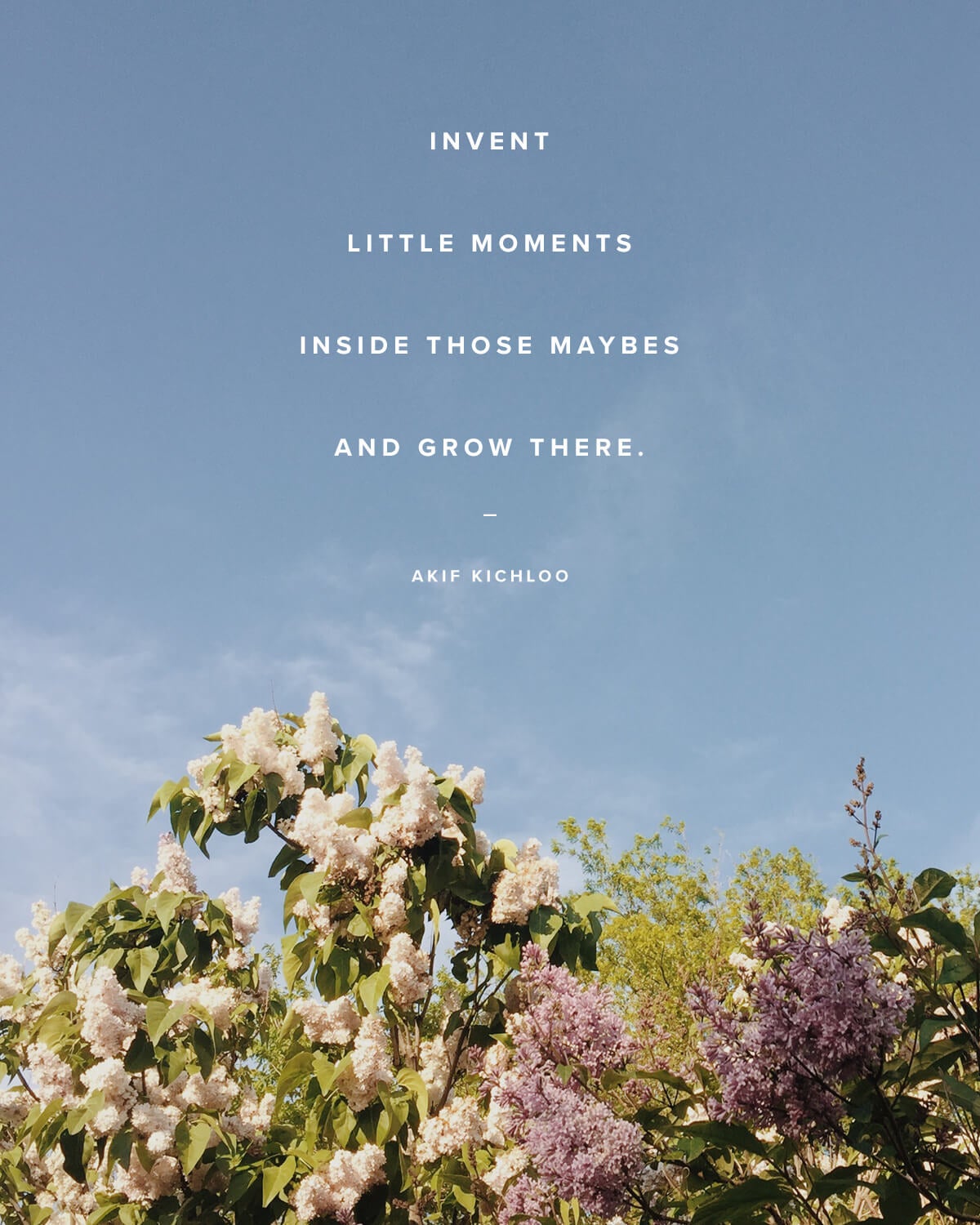 Invent little moments inside those maybes and grow there